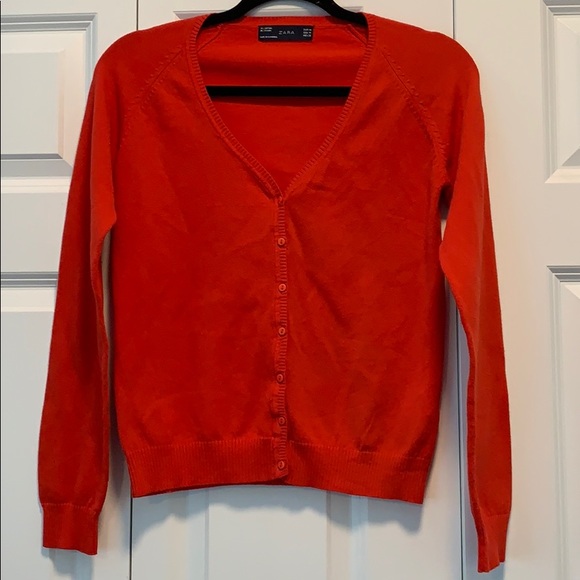 zara red cardigan